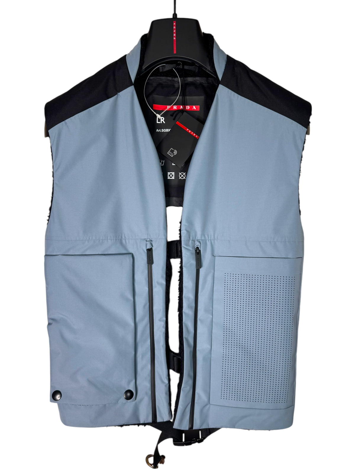 Prada Linea Rossa gilet tecnico Re-Nylon e sherpa taglia M