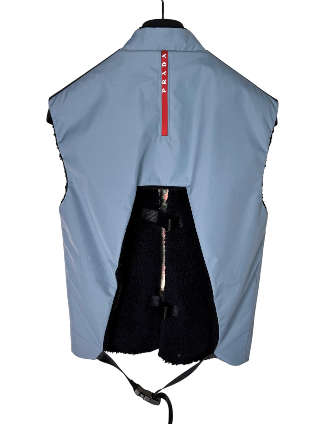Prada Linea Rossa gilet tecnico Re-Nylon e sherpa taglia M