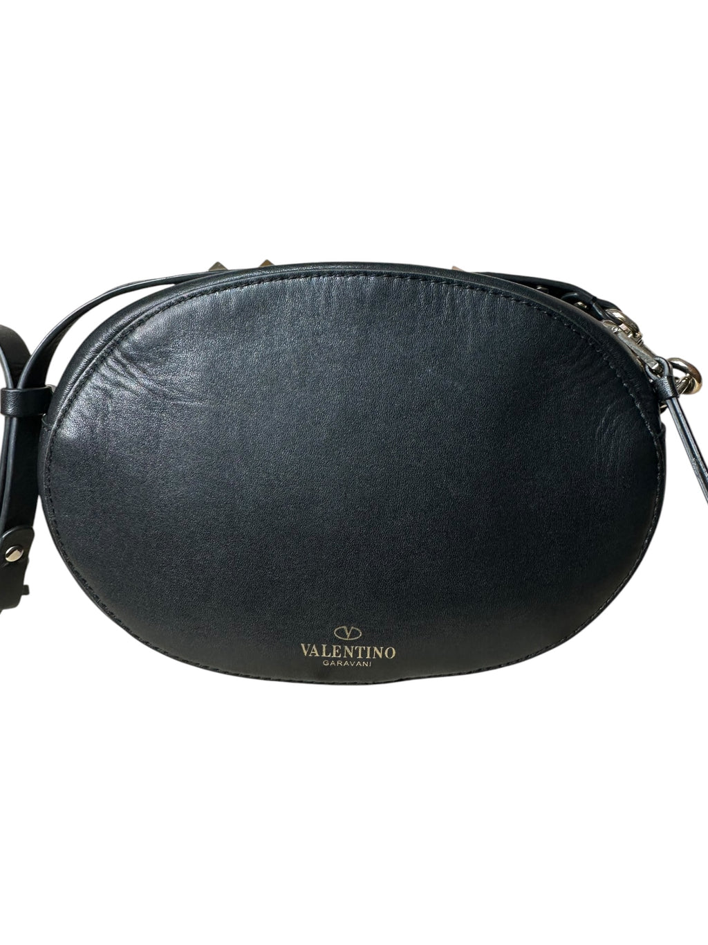 Borsa Valentino Garavani VLTN nera con tracolla borchiata