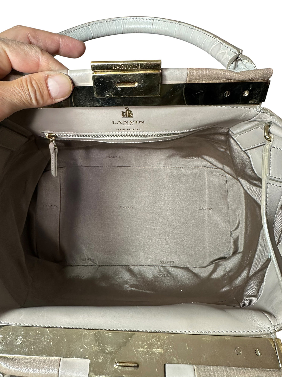 Borsa Lanvin in pelle grigio perla e tortora