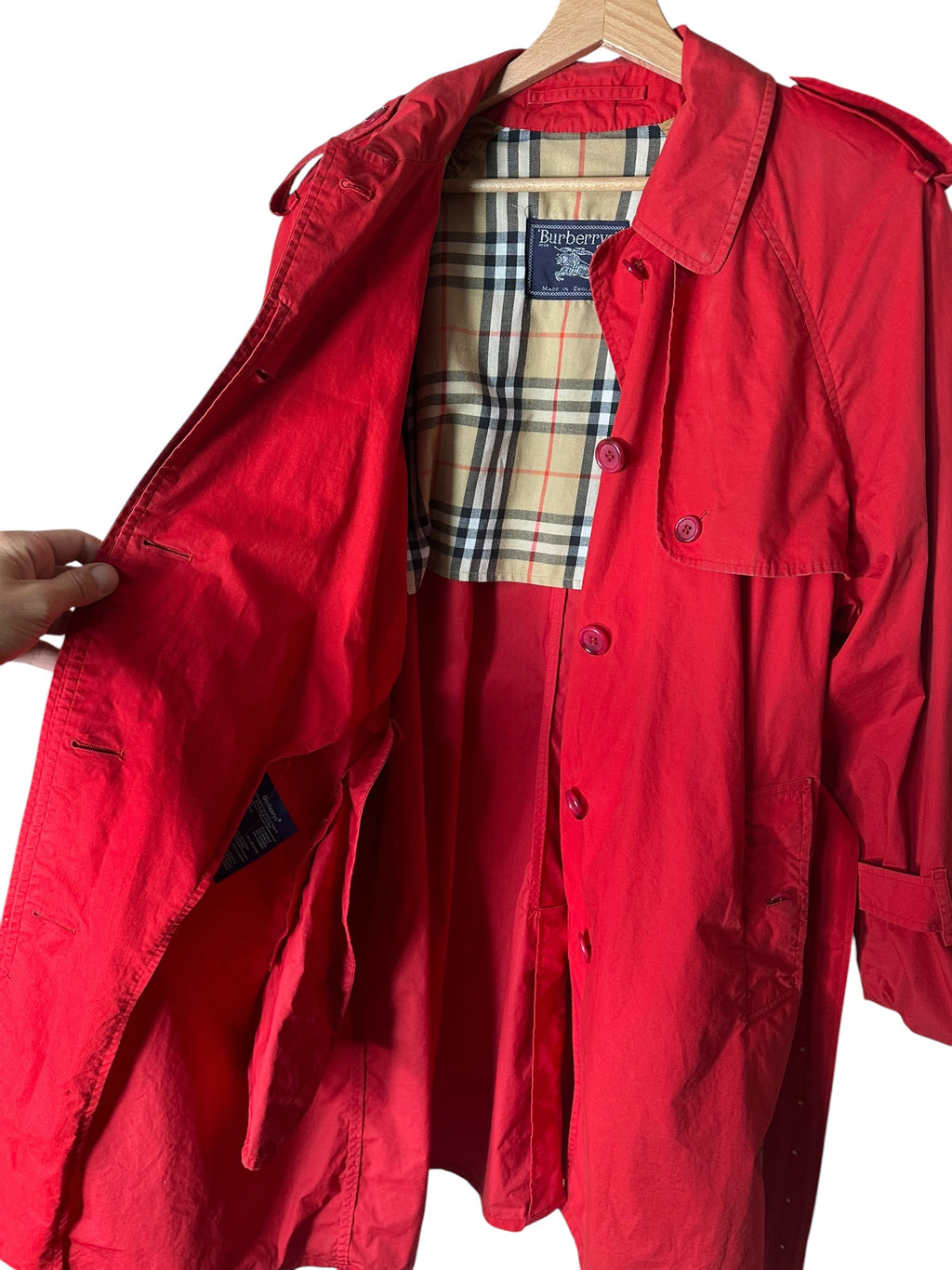 Trench vintage Burberry rosso con cintura
