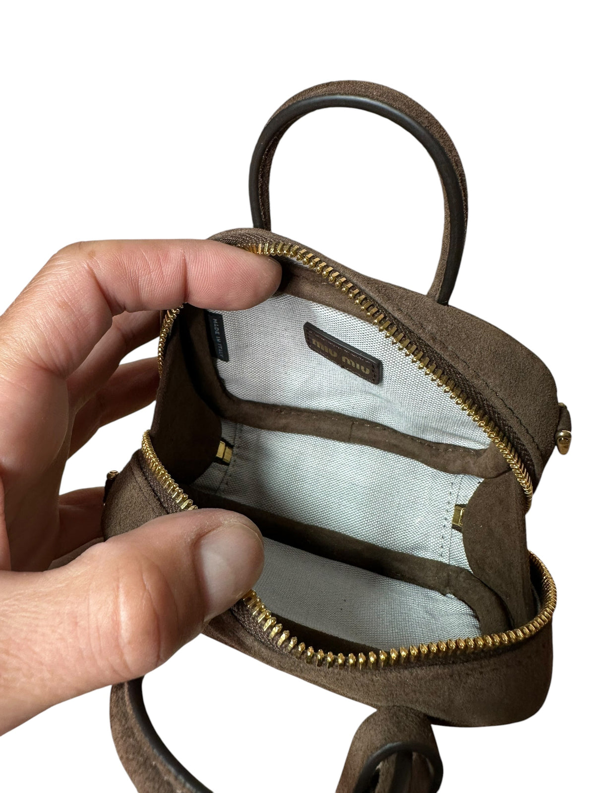 Interno foderato della micro borsa Miu Miu