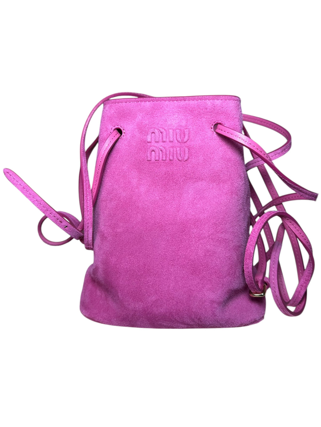 Mini secchiello Miu Miu rosa, vista frontale