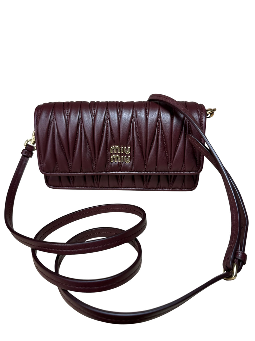 Miu Miu bordeaux con tracolla regolabile e rimovibile