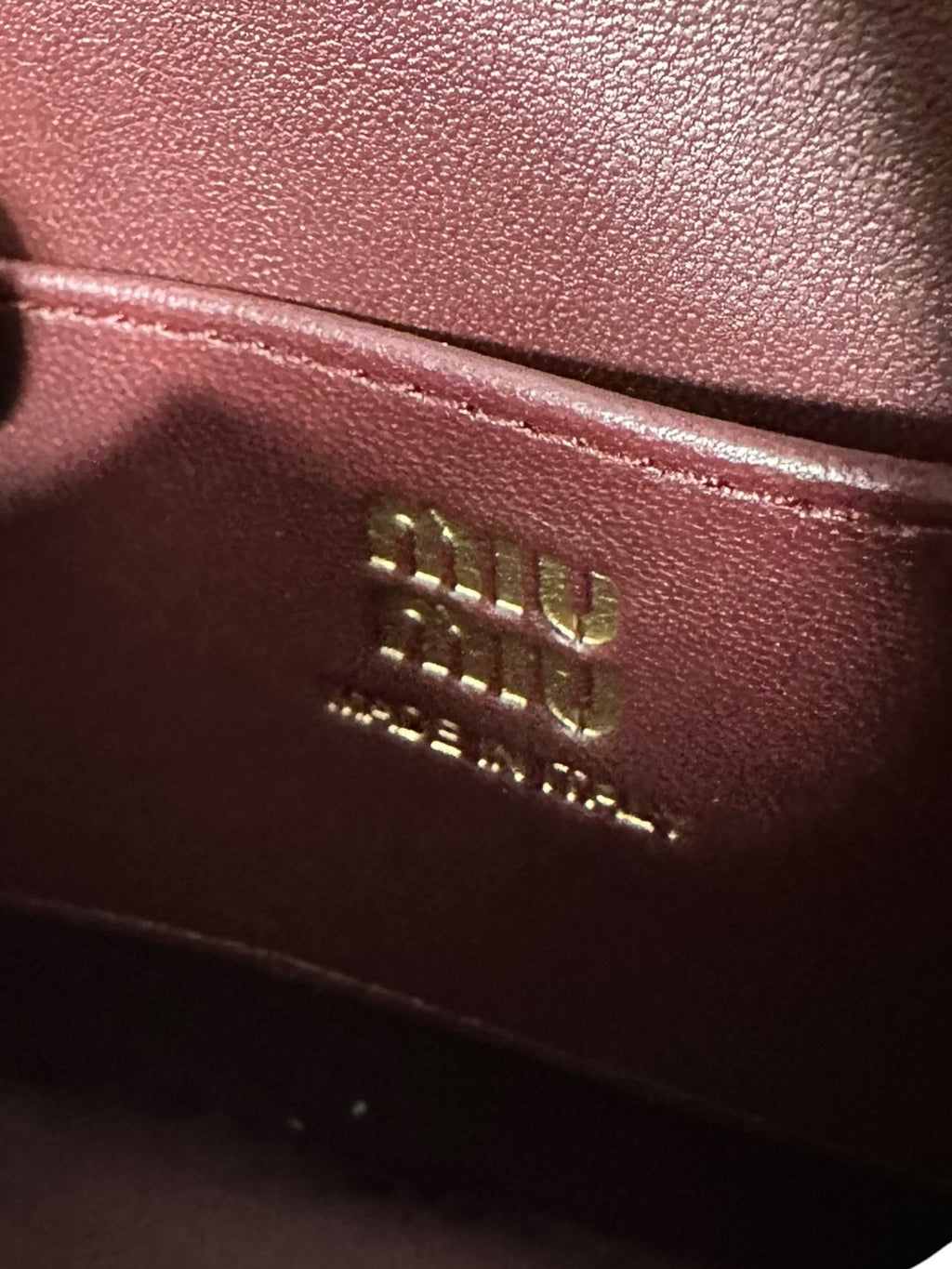 Logo interno Miu Miu Made in Italy