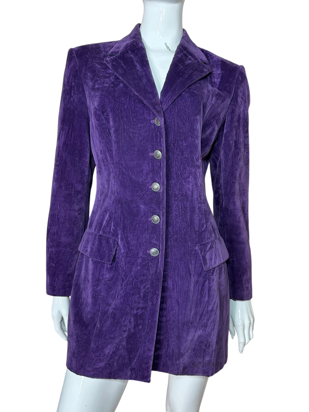Blazer vintage Oliver Valentino in velluto viola – fronte