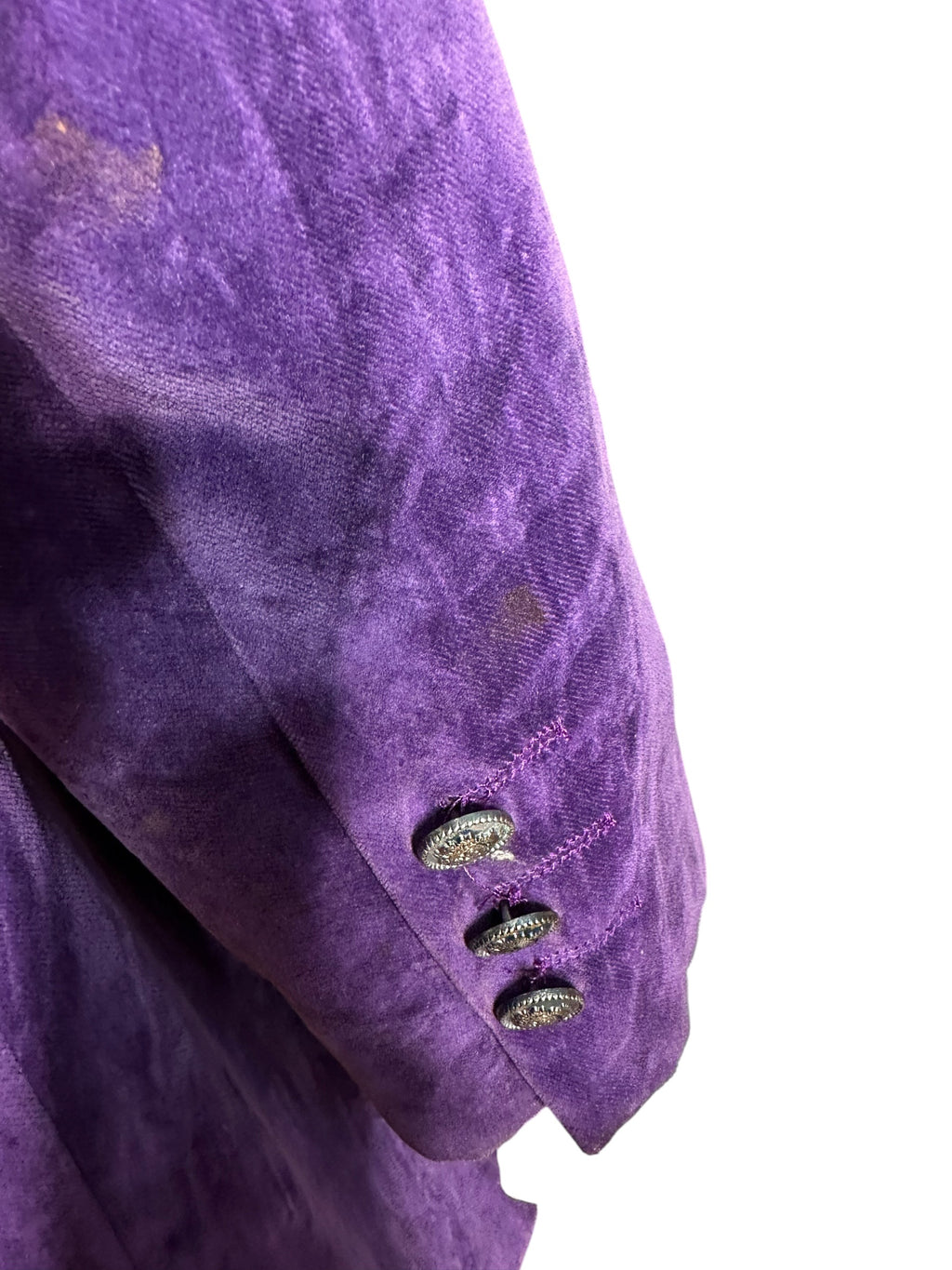 Blazer vintage Oliver Valentino in velluto viola – macchie sul polsino destro