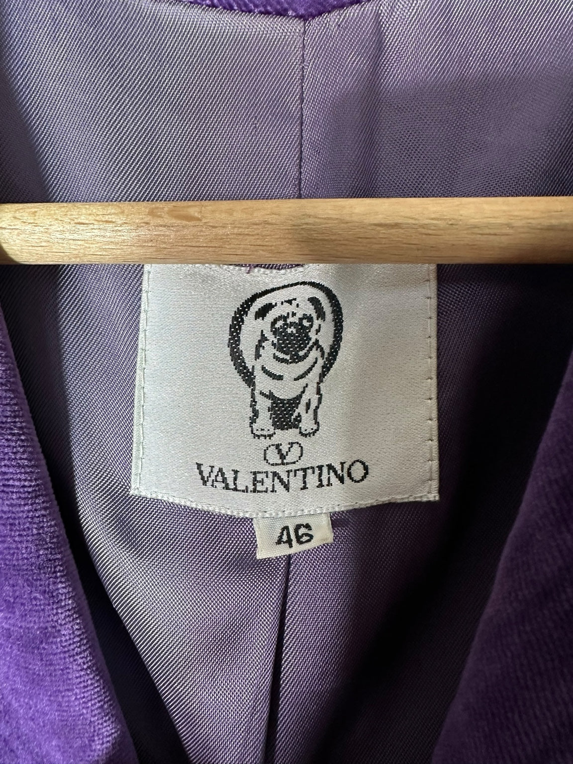 Blazer vintage Oliver Valentino in velluto viola – etichetta taglia 46
