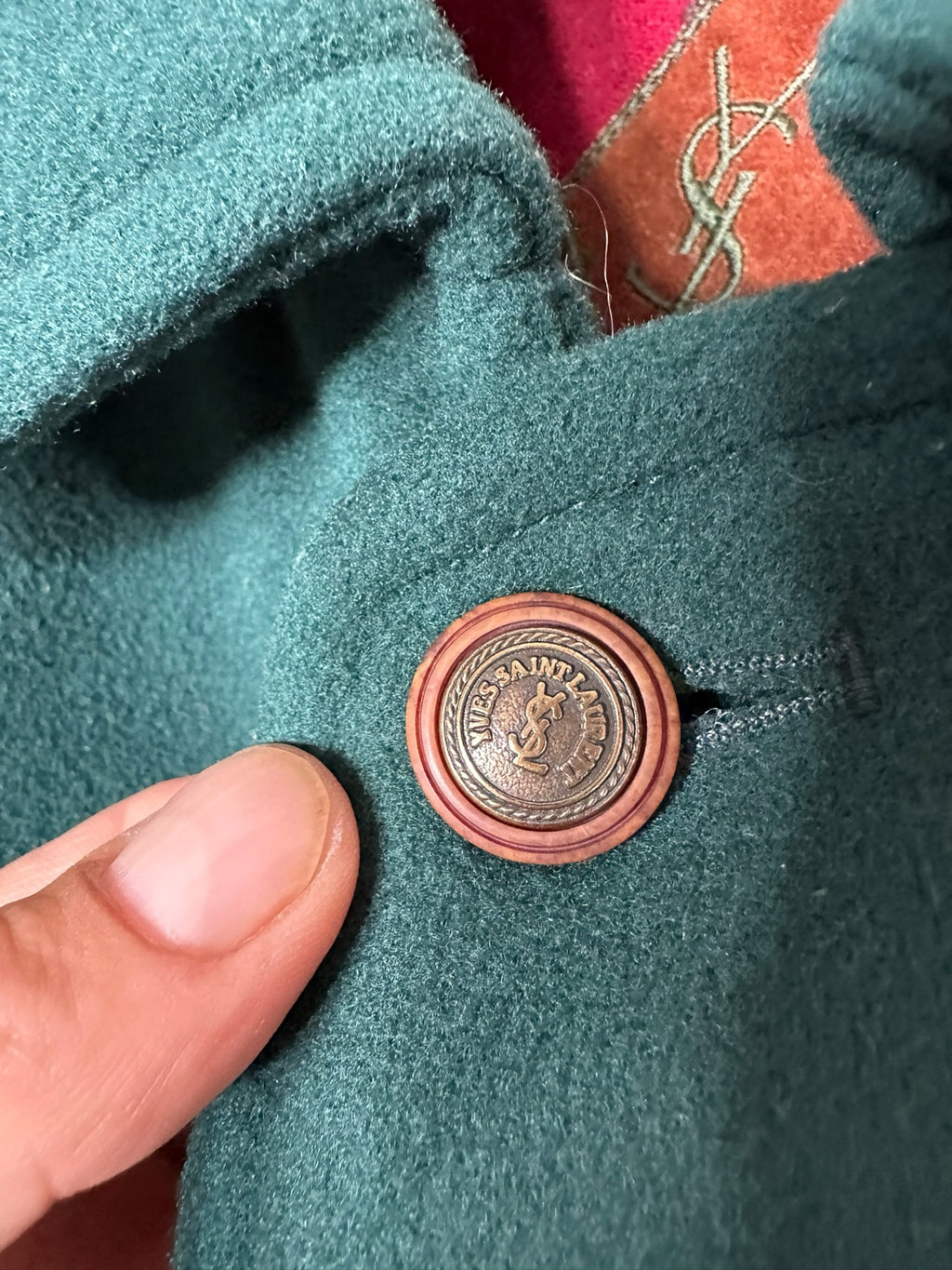 Cappotto uomo Yves Saint Laurent vintage in lana verde – foto 7658