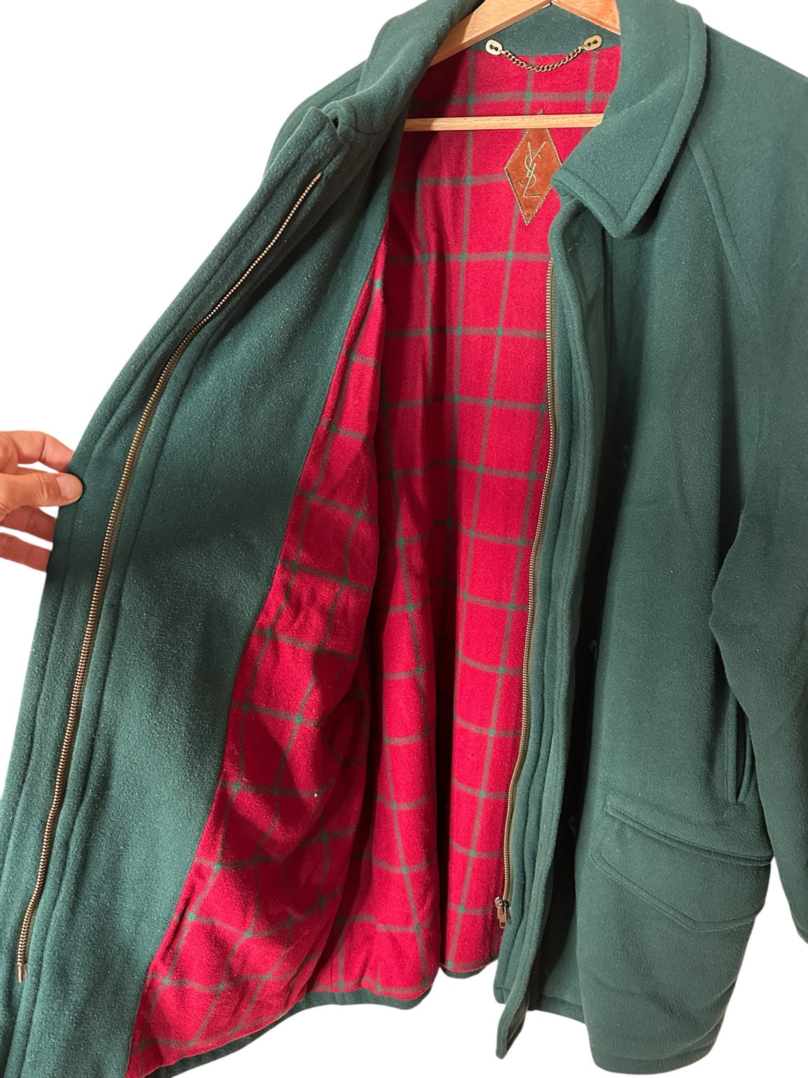 Cappotto uomo Yves Saint Laurent vintage in lana verde – foto 7662