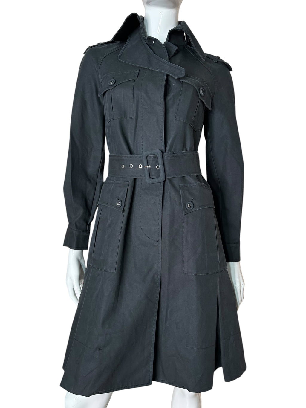 Trench Sportmax nero in cotone con cintura – 7668