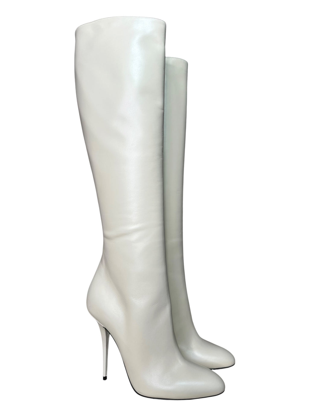 Stivali Saint Laurent in pelle color burro, taglia 39 – vista frontale