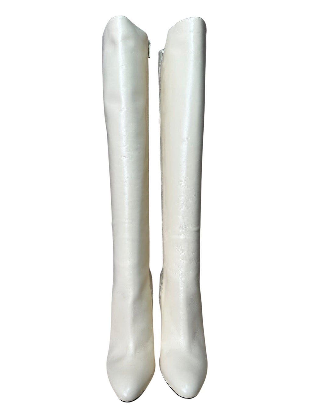 Stivali Saint Laurent in pelle color burro, taglia 39 – profilo
