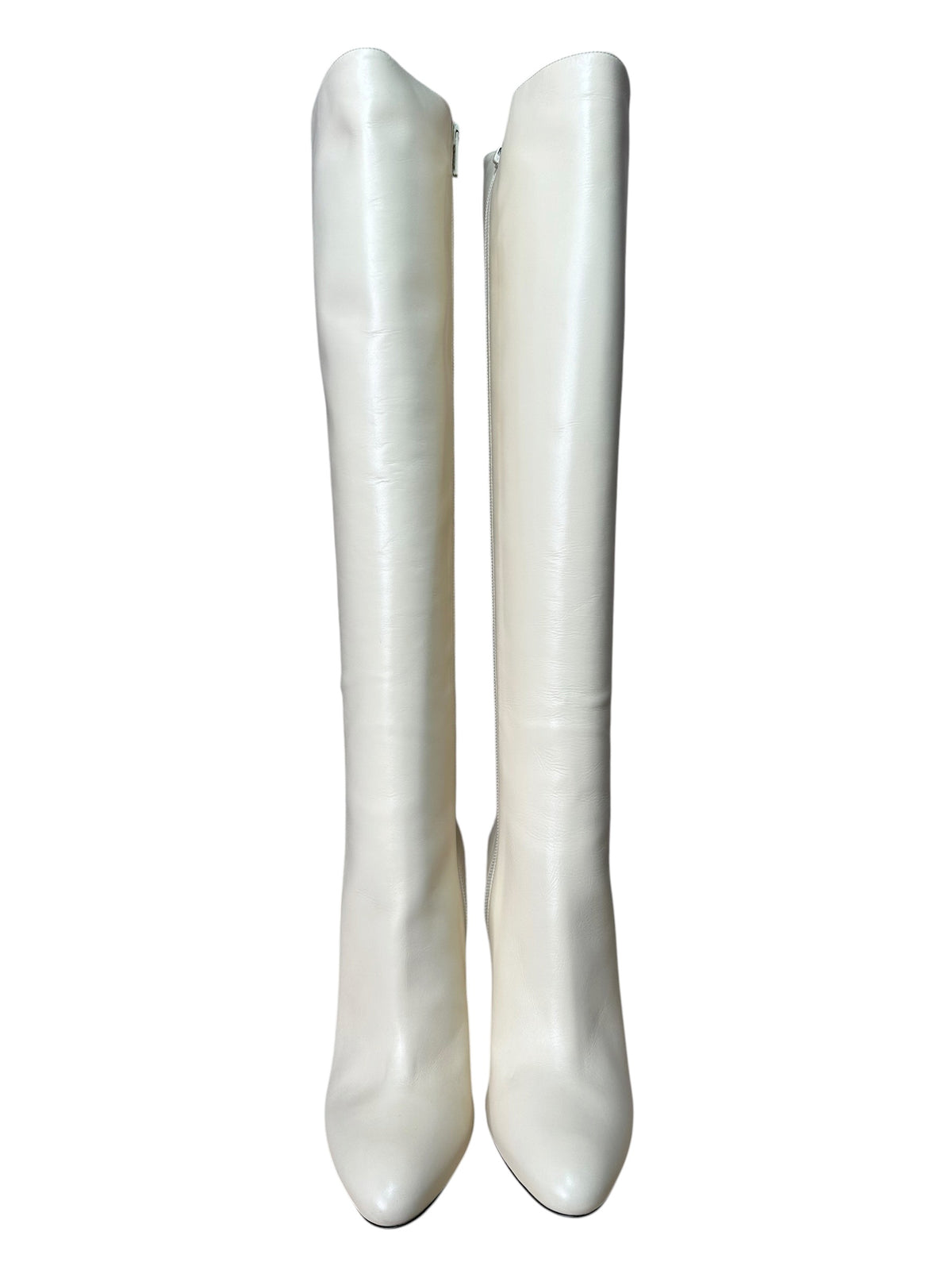 Stivali Saint Laurent in pelle color burro, taglia 39 – profilo