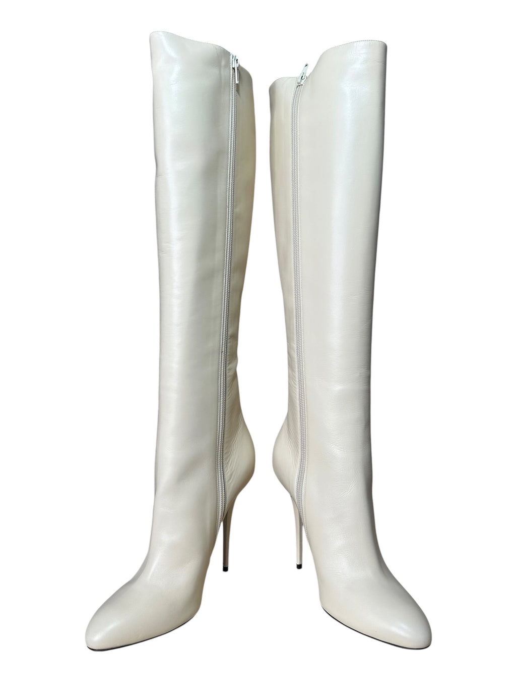 Stivali Saint Laurent in pelle color burro, taglia 39 – zip laterali