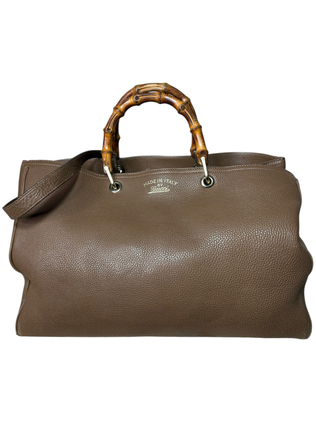 Gucci Bamboo in pelle martellata marrone – fronte