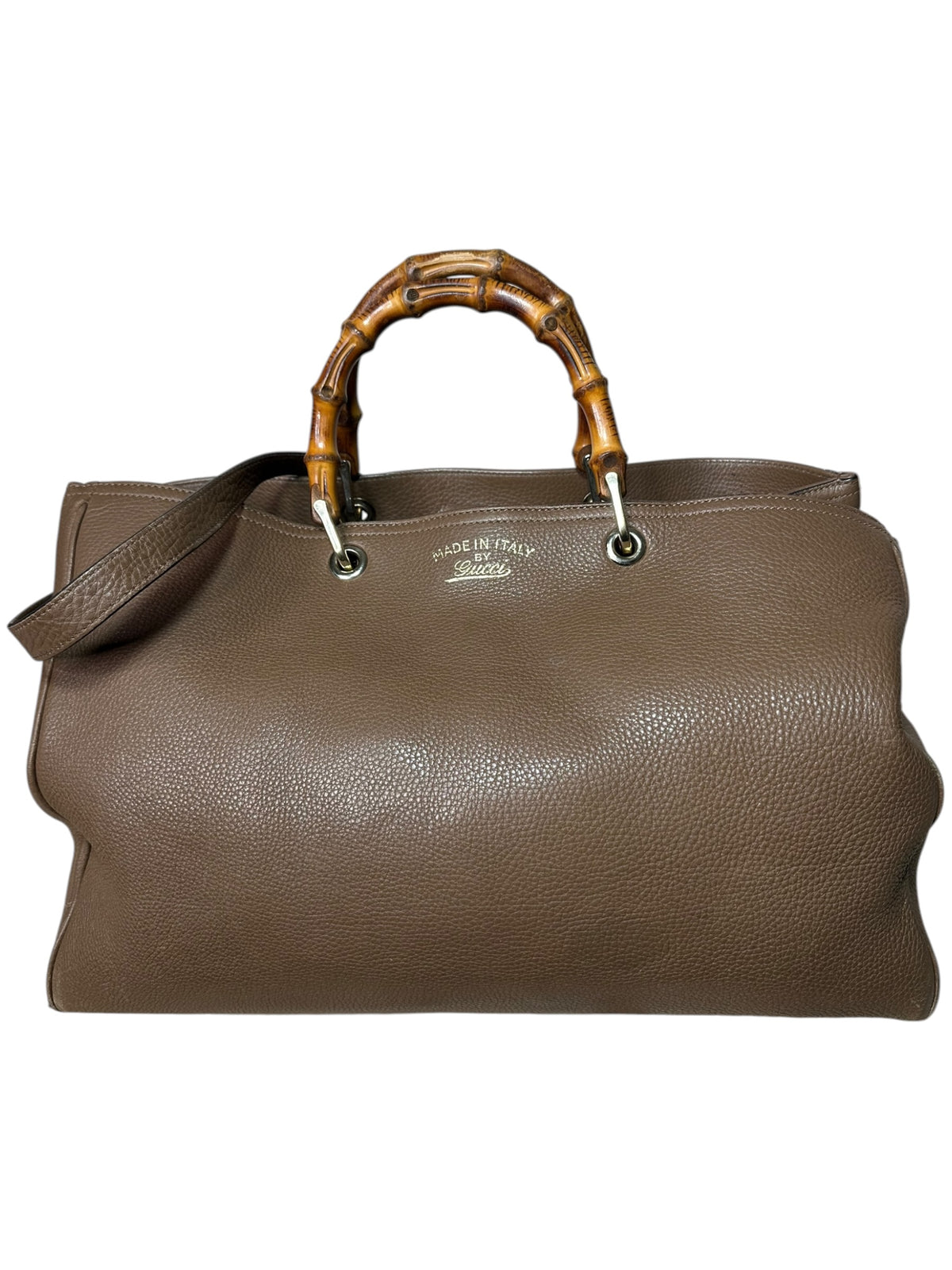 Gucci Bamboo in pelle martellata marrone – fronte