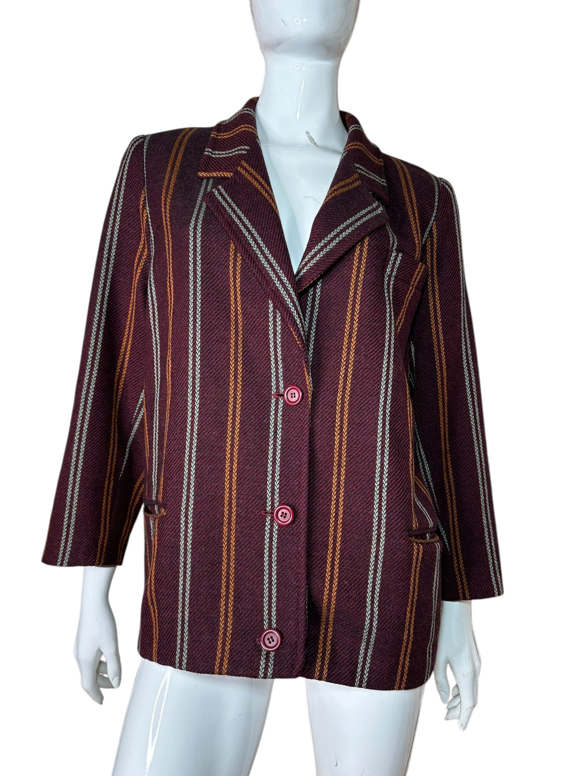 Blazer Missoni donna in pura lana vergine bordeaux a righe – 7951
