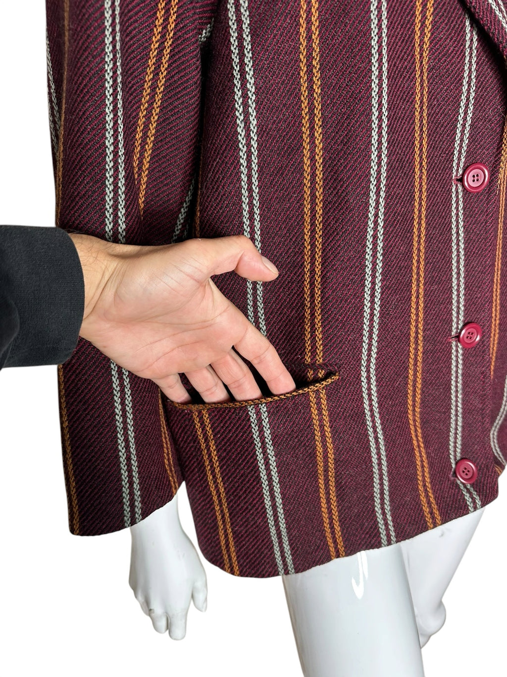 Blazer Missoni donna in pura lana vergine bordeaux a righe – 7953