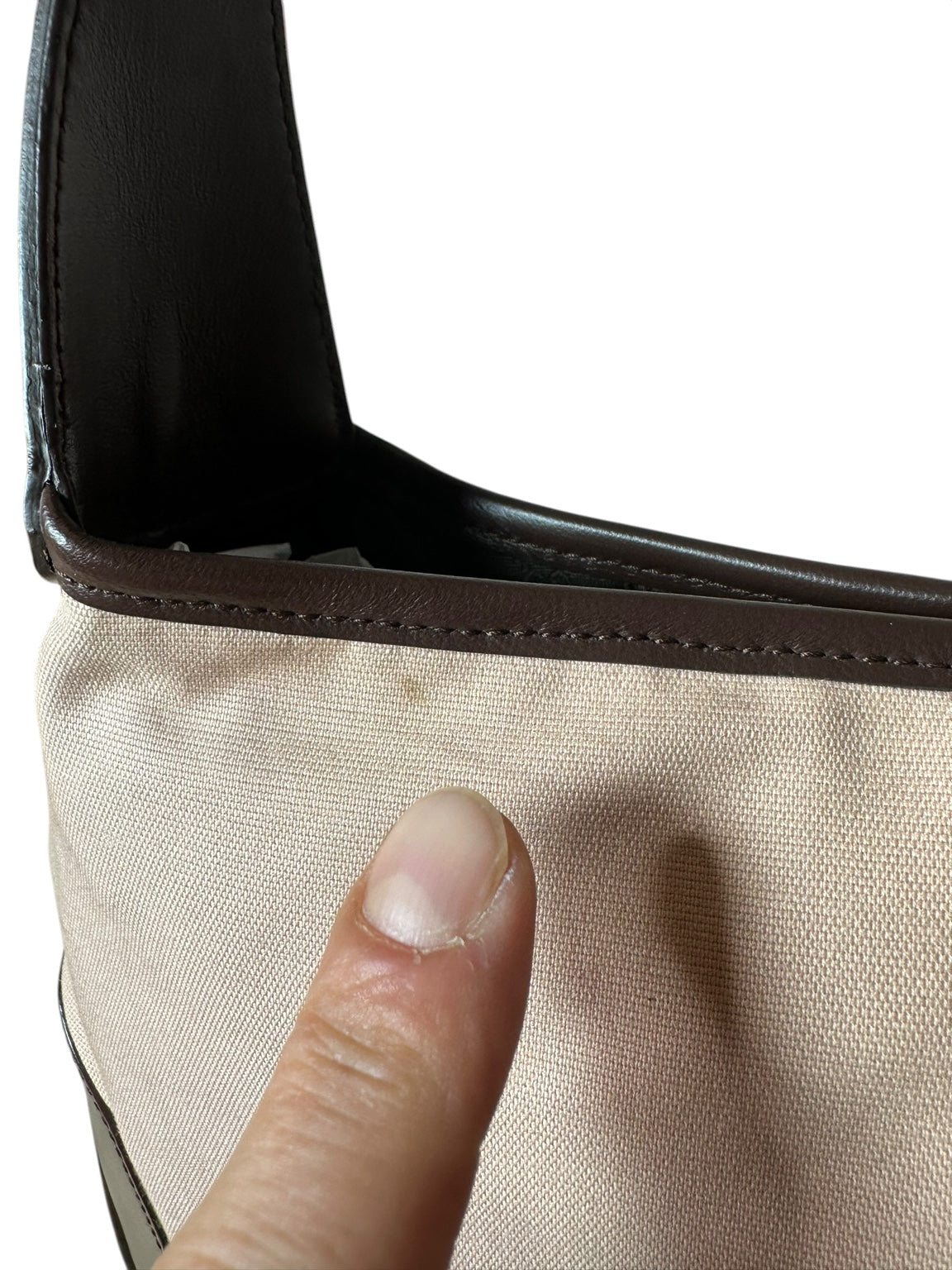 Borsa Gucci vintage in tela beige cipria e pelle marrone