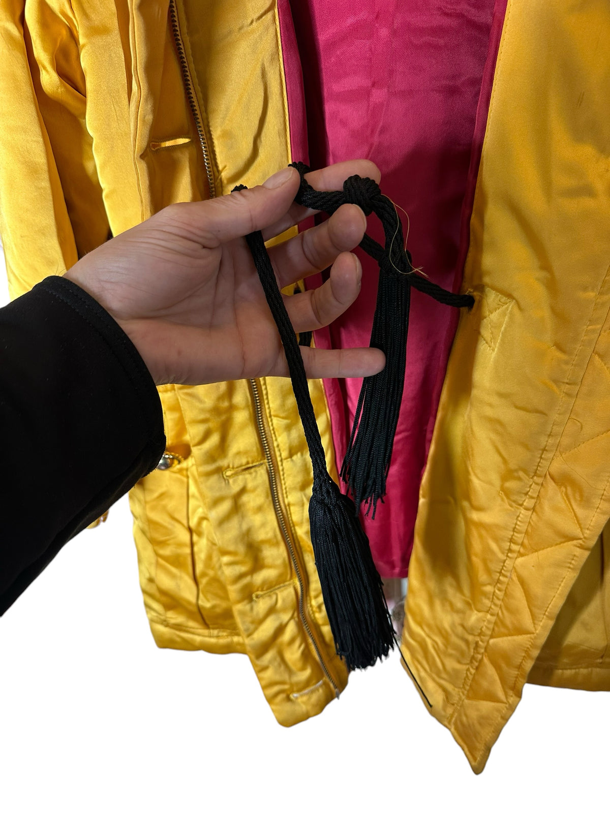 Parka vintage Moschino Couture in seta giallo ocra, taglia 42