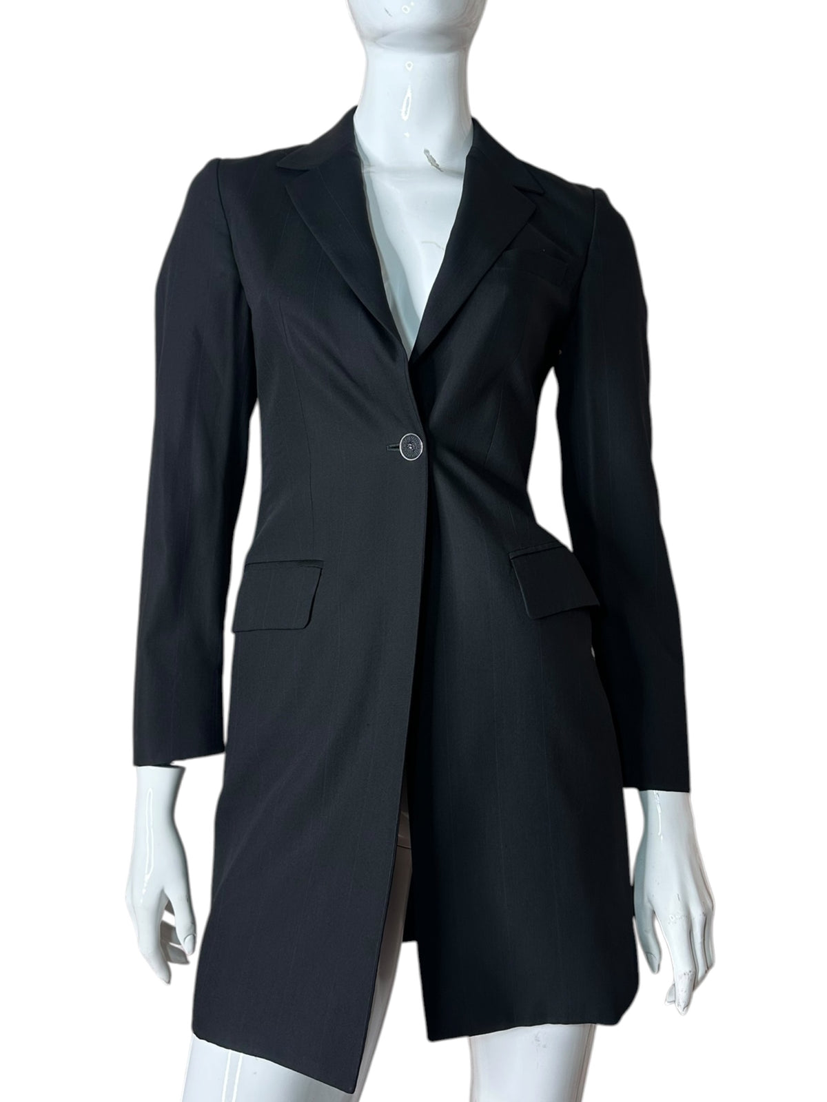 Blazer vintage Versus Gianni Versace nero microgessato blu