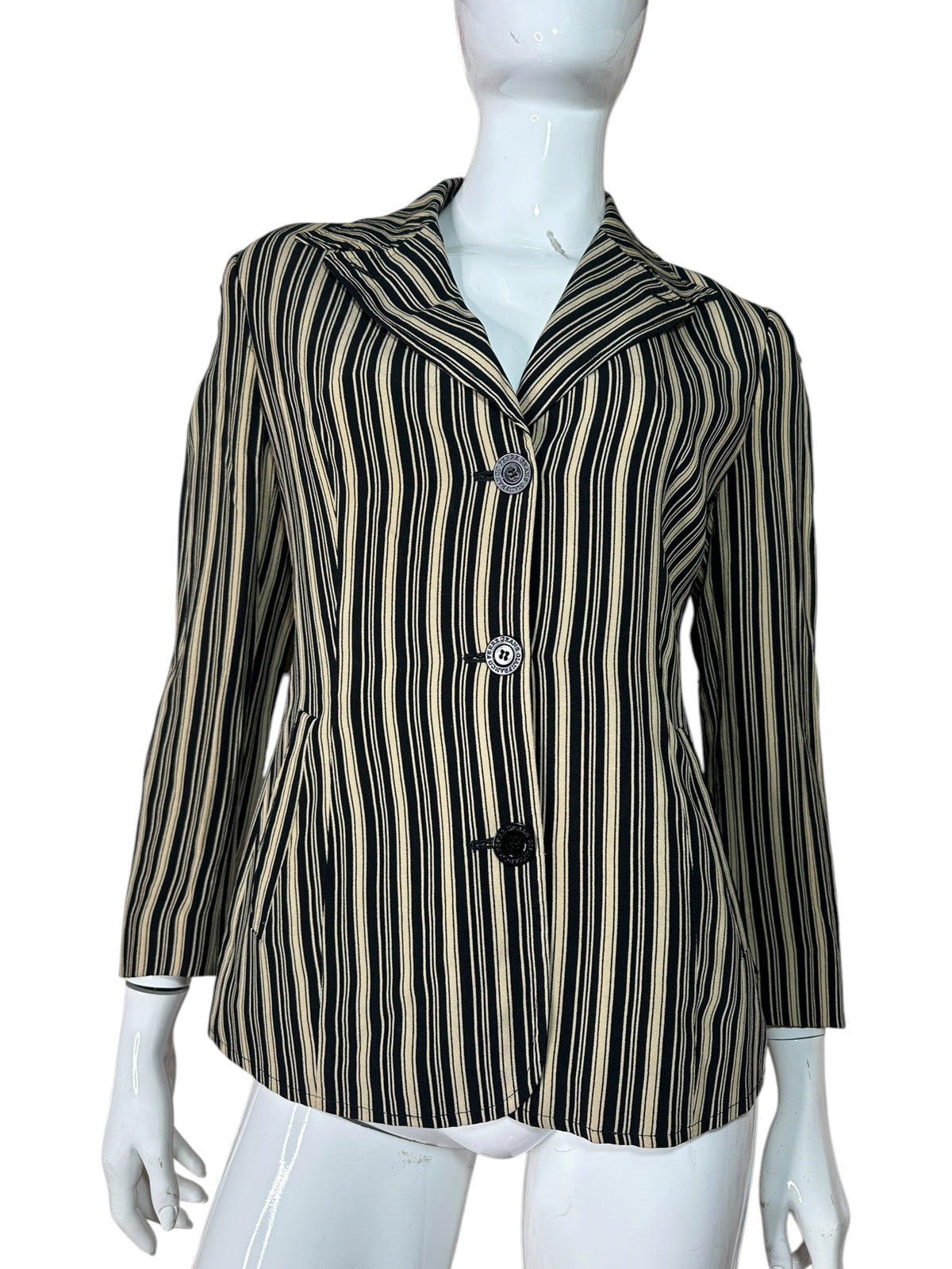 Blazer vintage Gianfranco Ferré Jeans a righe nere e beige