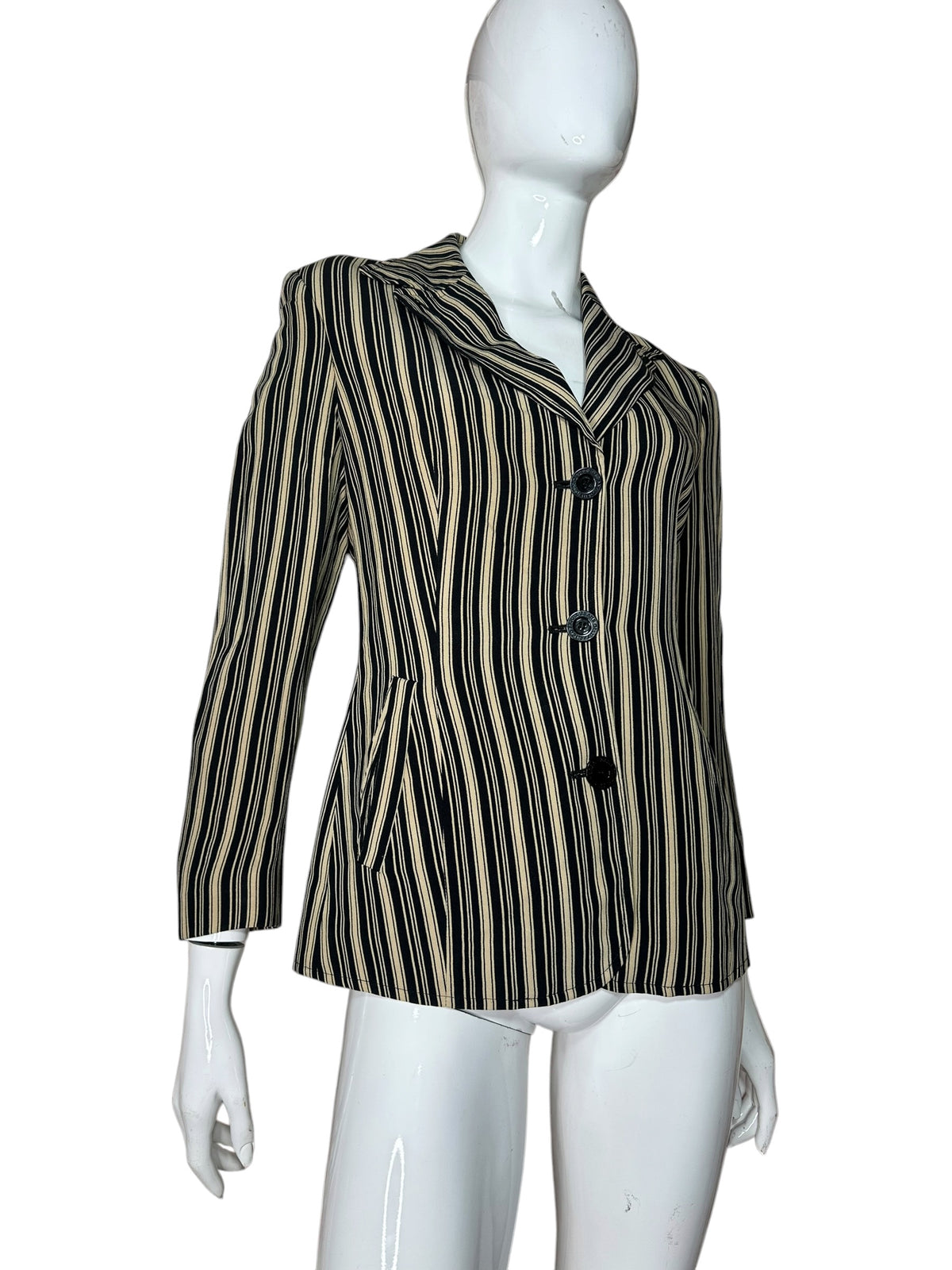 Blazer vintage Gianfranco Ferré Jeans a righe nere e beige