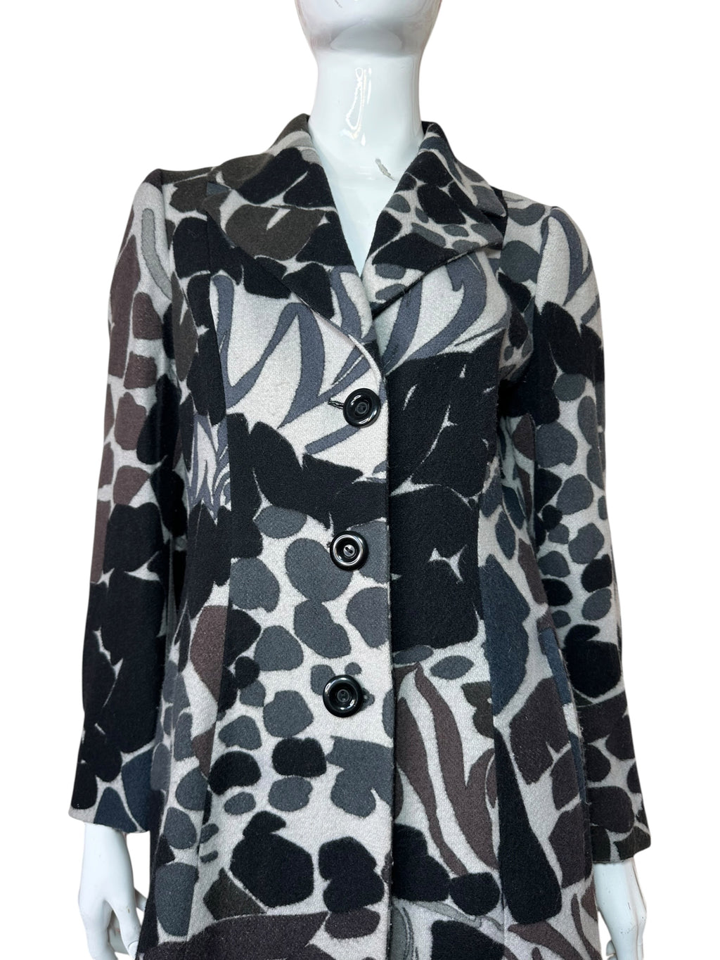 Cappotto vintage M Missoni in lana fantasia - dettaglio davanti