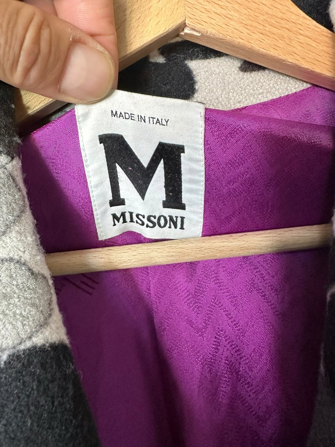 Cappotto vintage M Missoni in lana fantasia - etichetta M Missoni