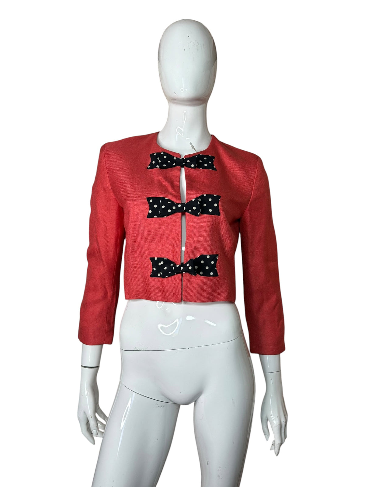 Blazer vintage Moschino Cheap and Chic rosso con fiocchi a pois