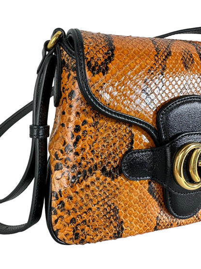 Gucci borsa Marmont in pitone arancione.
