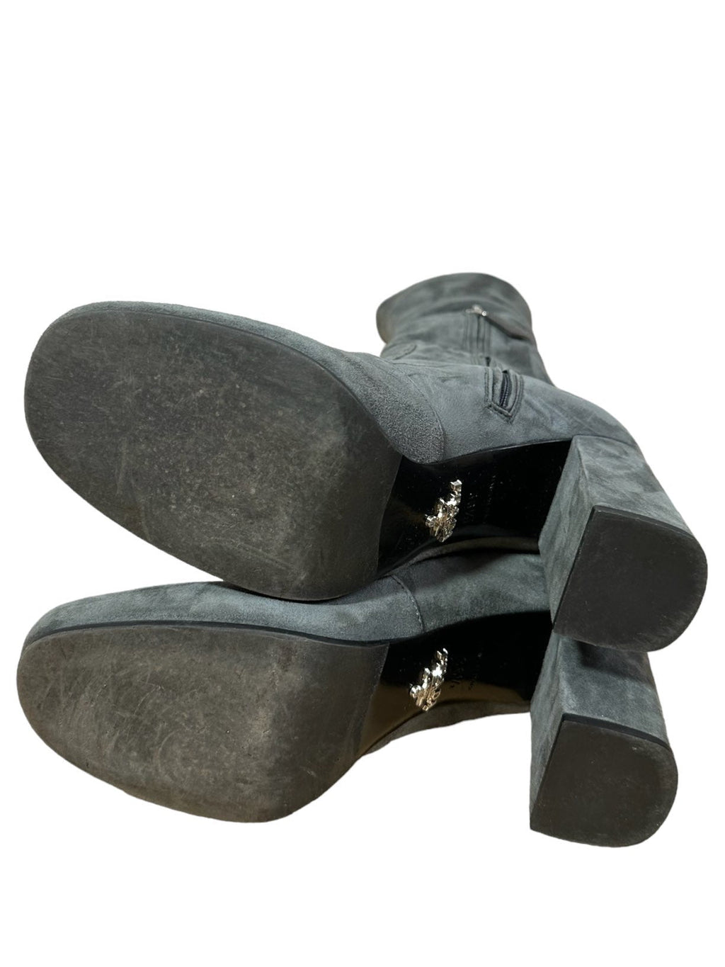 Prada stivali in camoscio grigio — foto 7