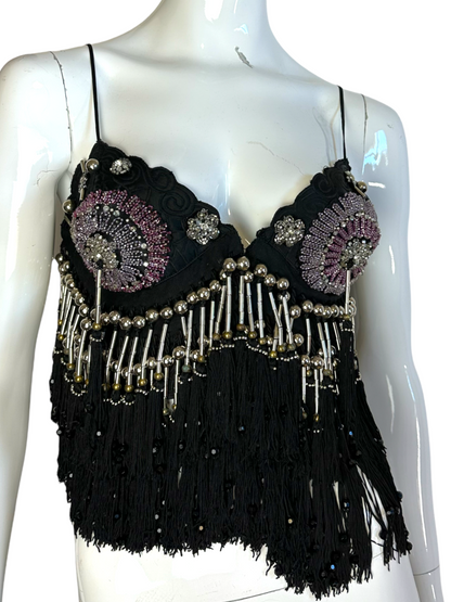 Gianni versace top con perline