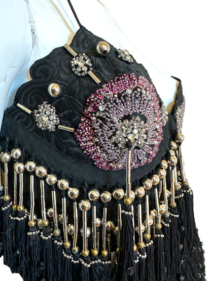 Gianni versace top con perline