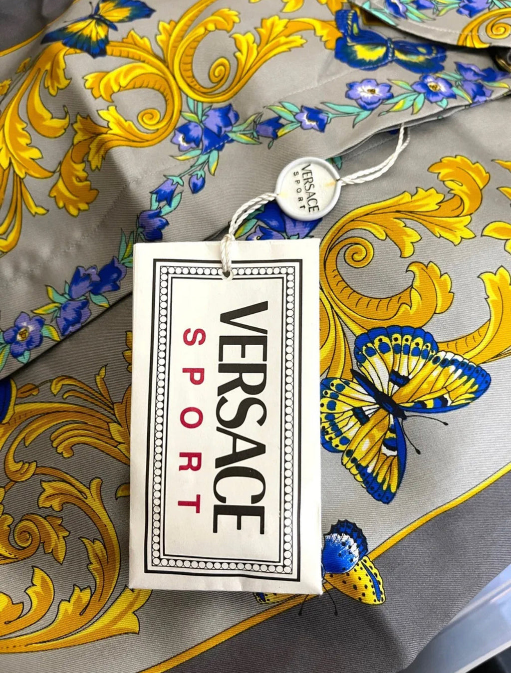 Camicia Versace Sport vintage seta fantasia barocca grigia tg 40 over M — foto 7