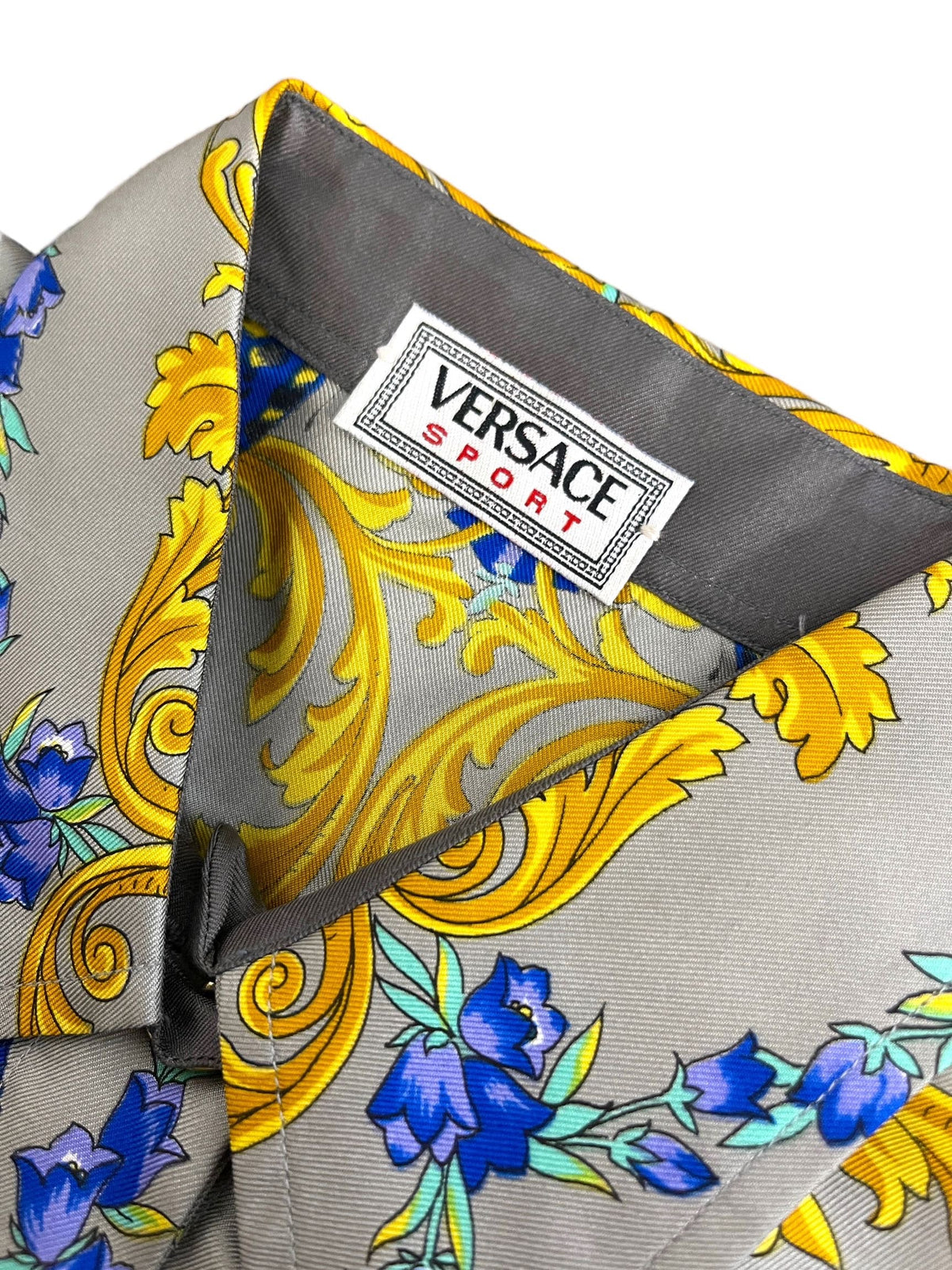 Camicia Versace Sport vintage seta fantasia barocca grigia tg 40 over M — foto 5