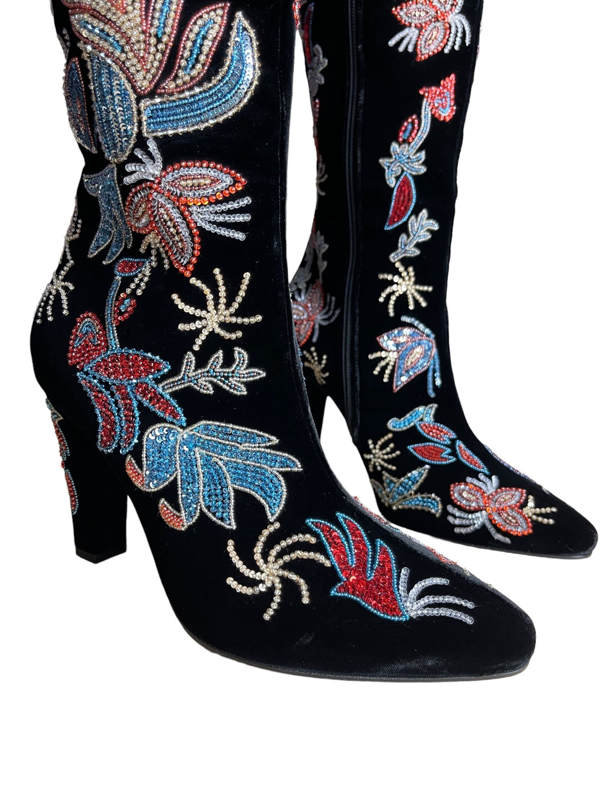 Saint Laurent Paris stivali ricamati con paillettes e perline nere — foto 3
