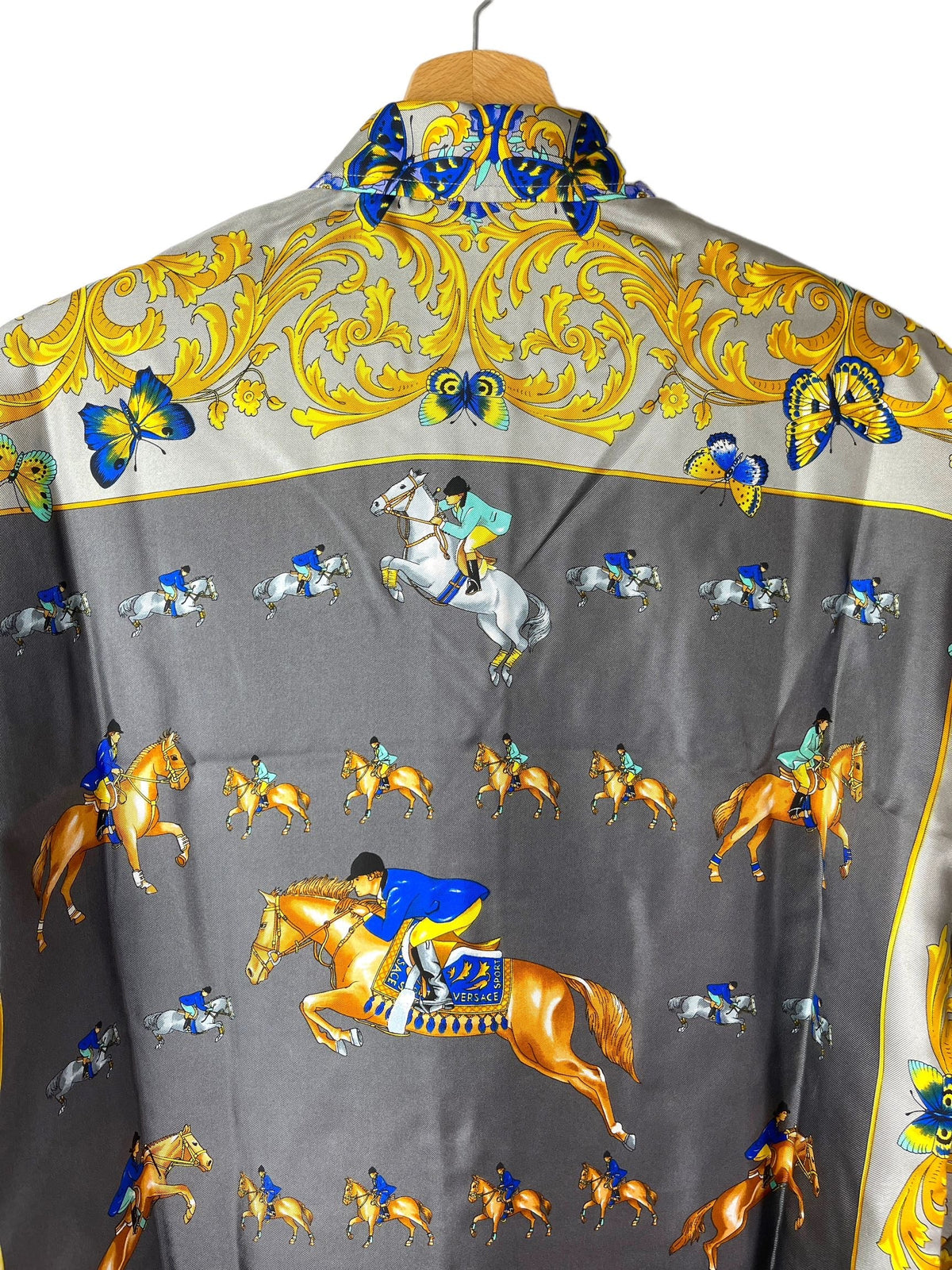 Camicia Versace Sport vintage seta fantasia barocca grigia tg 40 over M — foto 4