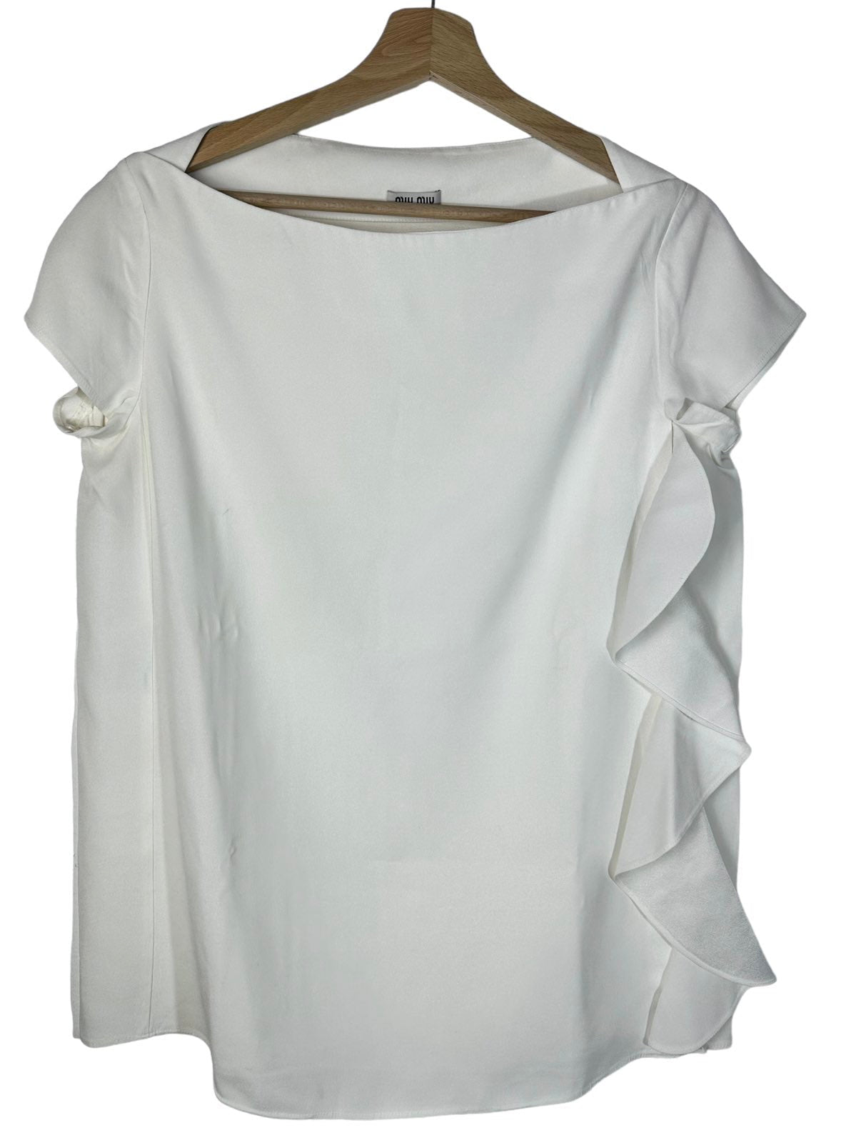 Miu Miu top con voulant in seta.