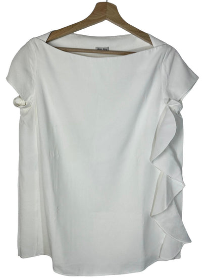 Miu Miu top con voulant in seta. (L)