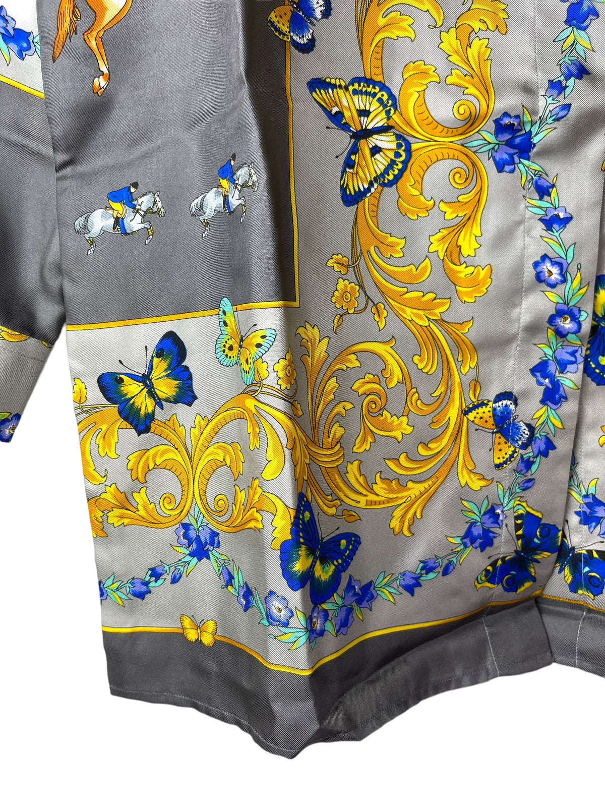 Camicia Versace Sport vintage seta fantasia barocca grigia tg 40 over M — foto 10
